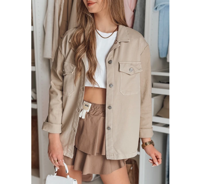 Dámské oversize košilové sako OVERBOR béžové FashionStreet TY4892