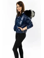 Tmavě modro-šedá oboustranná dámská bunda (b9555) Tmavě modro-šedá oboustranná dámská bunda (b9555)