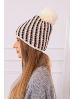 Dámská čepice s bambulí Hanna K328 ecru