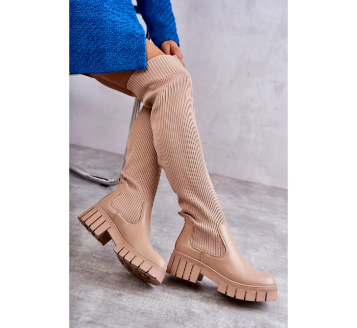 Dámské vysoké boty Béžová model 21593775 - Boto