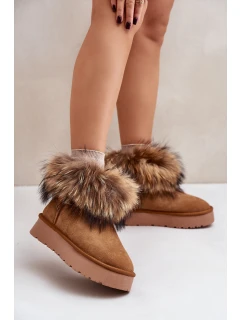 Kožené Sněhule Na Platformě S Kožešinou Camel model 21677869 - Boto