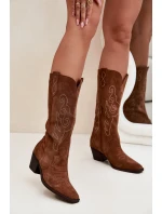 Semišové Dámské Boty Na Podpatku Camel model 21705043 - Zazoo