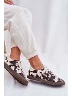 Dámské tenisky s nášivkami Big Star TT274369 Bílá-hnědé