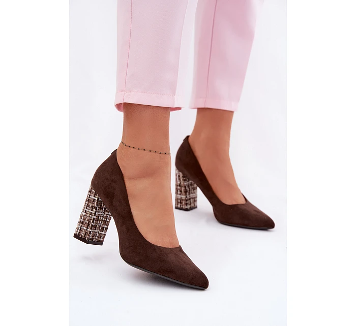 Semišové lodičky na sloupku  Hnědé model 22091798 - SERGIO LEONE