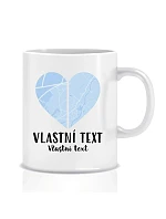 Personalizovaný klasický bílý keramický hrníček 300 ml - Dvě místa, jedno srdce