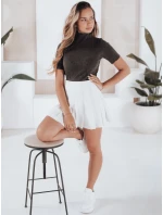 Dámský žebrovaný svetr s krátkým rukávem GIRLGLORY hnědý FashionStreet MY2554