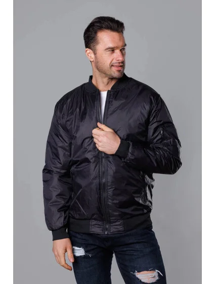 Černá pánská bunda typu "bomber" s podšívkou model 18344989 - J.STYLE