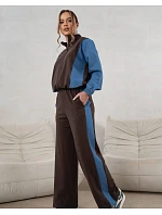 Tepláková souprava mikina na zip + široké kalhoty čokoládově modrá (821151)