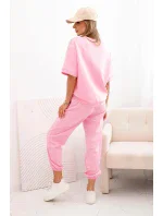 Dámský viskózový komplet s krátkým rukávem a nohavicemi světle růžová Dámský viskózový komplet s krátkým rukávem a nohavicemi světle růžová