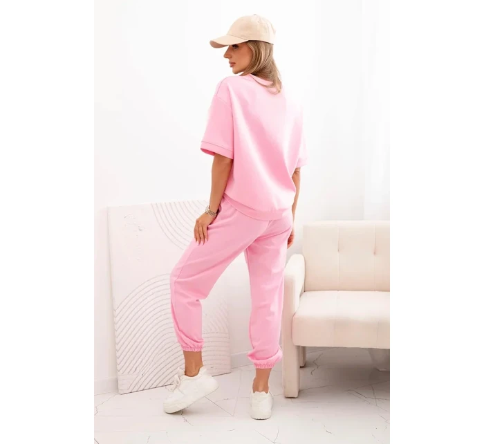 Dámský viskózový komplet s krátkým rukávem a nohavicemi světle růžová Dámský viskózový komplet s krátkým rukávem a nohavicemi světle růžová