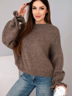 Dámský svetr s přídavkem s pletením a ozdobnými rukávy fango model 21857687 - K-Fashion