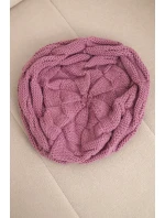 Dámská zimní čepice z vlny s ozdobným pletením a kamínky K397 fialová