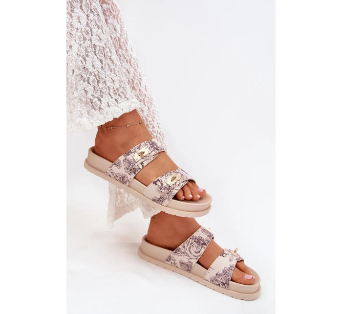 Vzorované Dámské Pantofle Na Platformě Béžové Sorina Vzorované Dámské Pantofle Na Platformě Béžové Sorina