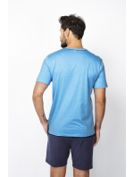 Pánské pyžamo Abril, krátký rukáv, krátké kalhoty - modrá/námořnická modrá