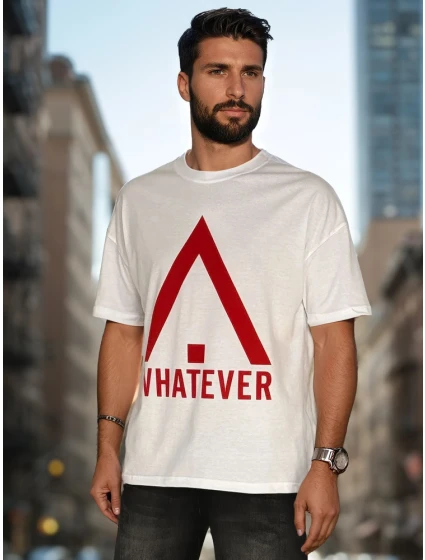 Pánské bílé tričko s potiskem FashionStreet RX5665 Pánské bílé tričko s potiskem FashionStreet RX5665