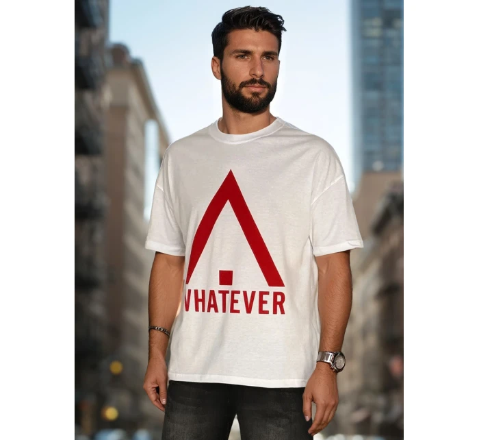 Pánské bílé tričko s potiskem FashionStreet RX5665 Pánské bílé tričko s potiskem FashionStreet RX5665