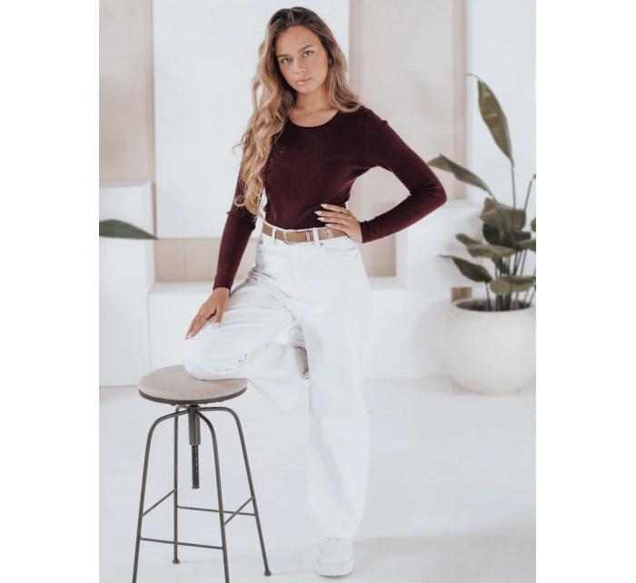 Dámský žebrovaný svetr NOLVIE vínová FashionStreet MY2493 Dámský žebrovaný svetr NOLVIE vínová FashionStreet MY2493