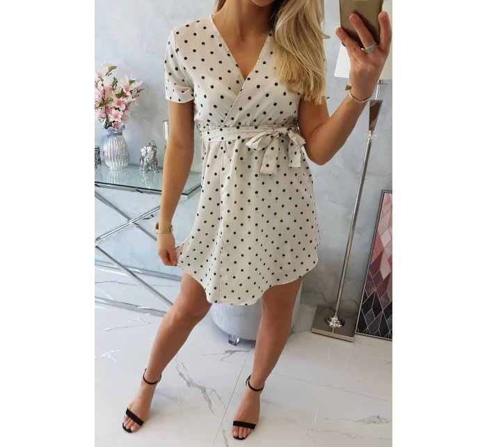 Šaty s puntíky v barvě ecru