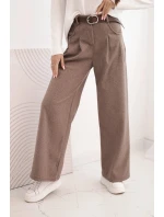 Dámské kalhoty s širokým nohavicí a páskem model 21489472 - K-Fashion Dámské kalhoty s širokým nohavicí a páskem model 21489472 - K-Fashion