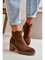 Zateplené Dámské Boty Na Podpatku Z Tmavě Hnědé model 21667446 - Boto Zateplené Dámské Boty Na Podpatku Z Tmavě Hnědé model 21667446 - Boto