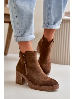 Zateplené Dámské Boty Na Podpatku Z Tmavě Hnědé model 21667446 - Boto