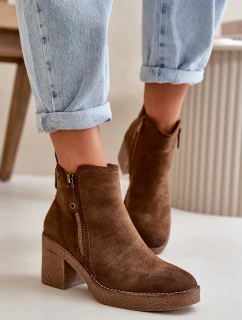 Zateplené Dámské Boty Na Podpatku Z  Tmavě Hnědé model 21667446 - Boto