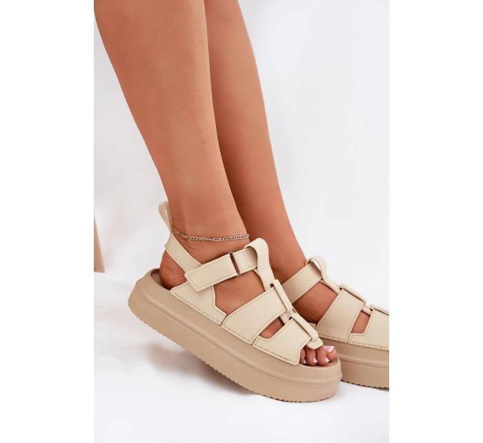 Dámské Sandály Na Platformě Béžové model 21696275 - Boto Dámské Sandály Na Platformě Béžové model 21696275 - Boto