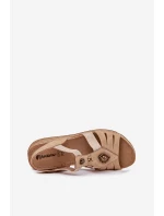 Dámské Sandály Na Klínu S Ozdobami Béžové model 21702188 - Inblu