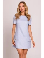 M855 Mini šaty áčkového střihu - světle modré