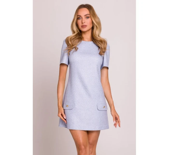 M855 Mini šaty áčkového střihu - světle modré