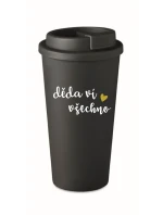 DĚDA VÍ VŠECHNO - černý termohrnek 475 ml