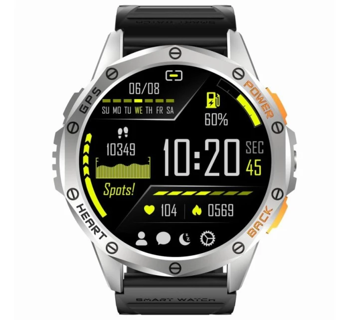 GRAVITY GPS GT24-4 Pánské chytré hodinky Černý silikonový řemínek + oranžový silikonový řemínek GRAVITY GPS GT24-4 Pánské chytré hodinky Černý silikonový řemínek + oranžový silikonový řemínek