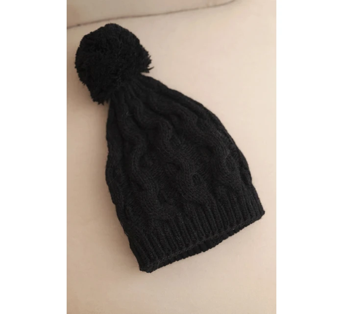 Dámská zimní čepice vlněná s krystaly a vzorem model 21859319 mocca - K-Fashion