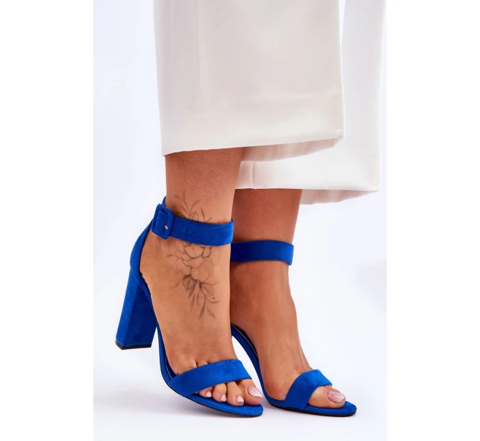 Semišové sandály na vysokém podpatku Tmavě modrá model 21619373 - Boto Semišové sandály na vysokém podpatku Tmavě modrá model 21619373 - Boto