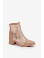 Dámské Síťované Boty Na Podpatku Béžové model 21683774 - Boto Dámské Síťované Boty Na Podpatku Béžové model 21683774 - Boto