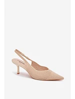 Dámské sandály z síťoviny na podpatku Béžové Emiliana Dámské sandály z síťoviny na podpatku Béžové Emiliana