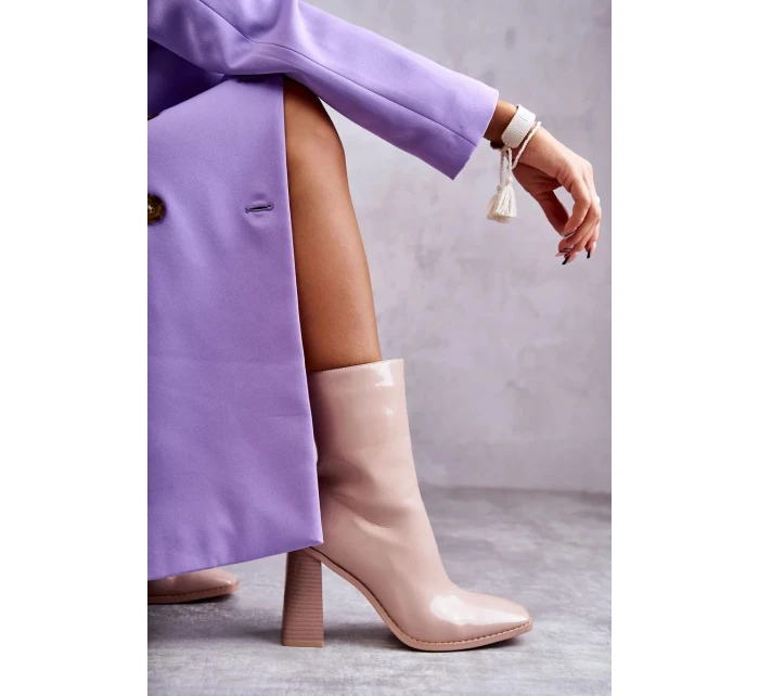 Dámské lakované kozačky Béžové Margit