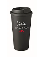 BABI, DÍKY, ŽE TĚ MÁM! - černý termohrnek 475 ml