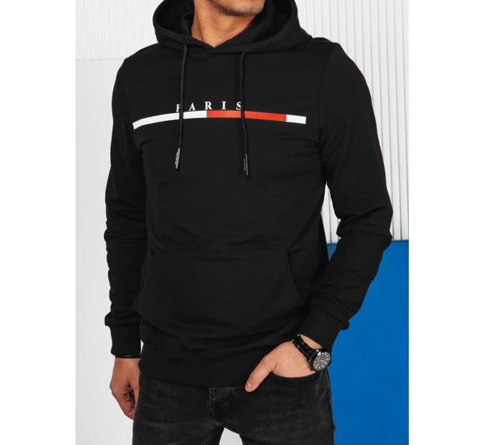 Pánská mikina s potiskem černá FashionStreet BX5731