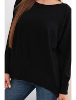 Dámský svetr s delším zadním dílem a  černý model 21731270 - K-Fashion
