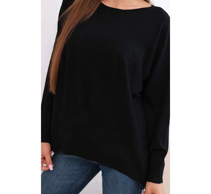 Dámský svetr s delším zadním dílem a  černý model 21731270 - K-Fashion