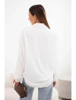 Dámská viskózová košile s dlouhým rukávem a volánky bílá Dámská viskózová košile s dlouhým rukávem a volánky bílá