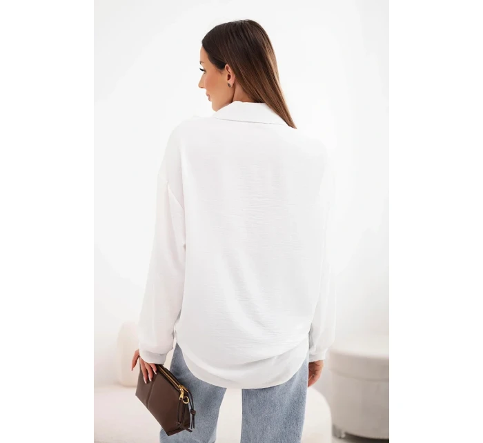 Dámská viskózová košile s dlouhým rukávem a volánky bílá Dámská viskózová košile s dlouhým rukávem a volánky bílá