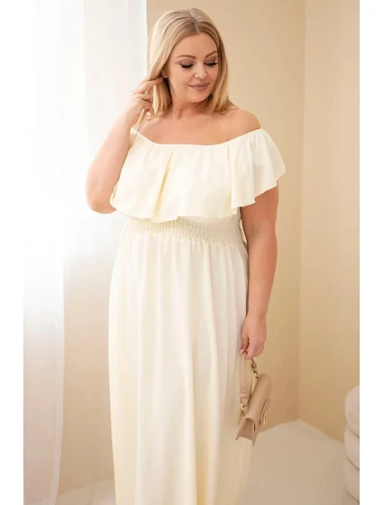 Dámské šaty Plus Size s volánem a elastickým pasem žlutá Dámské šaty Plus Size s volánem a elastickým pasem žlutá