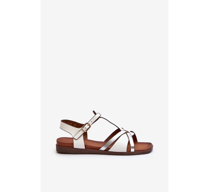 Dámské ploché sandály z ekokože Sergio Leone SK071H Bílé