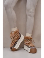 Kožené Dámské Sněhule Na Silné Podešvi S Kožešinou Panteřa Big Star OO274A207 Hnědé Kožené Dámské Sněhule Na Silné Podešvi S Kožešinou Panteřa Big Star OO274A207 Hnědé