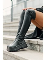 Kozačky Po Kolena Na Masivní Platformě Černé Zinera