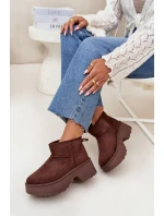 Dámské Nízké Sněhule Na Klínku S Kožíškem Hnědé model 21706747 - Boto Dámské Nízké Sněhule Na Klínku S Kožíškem Hnědé model 21706747 - Boto