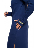 model 18003577 Maxi šaty s vysokým límcem a šňůrkou tmavě modré - Moe