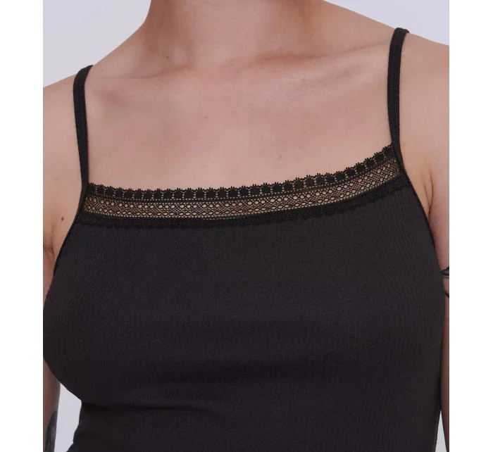 Dámské tílko GO Ribbed Spaghetti Top - BLACK - černé 0004 - SLOGGI